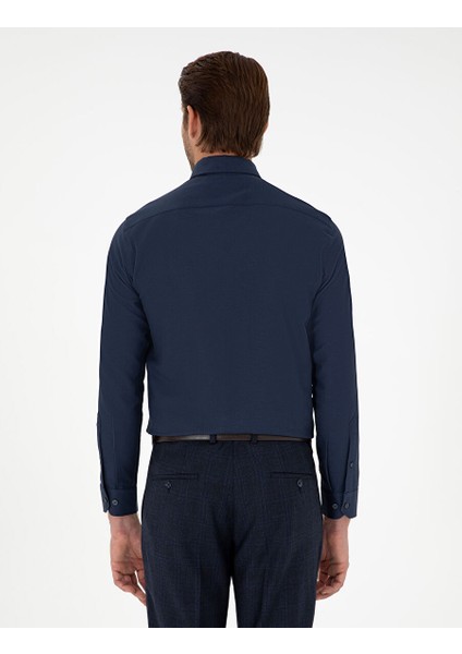 Lacivert Slim Fit Uzun Kollu Gömlek