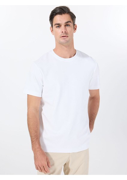Beyaz Erkek Bisiklet Yaka Relaxed T-Shirt F4SM-TST 2847