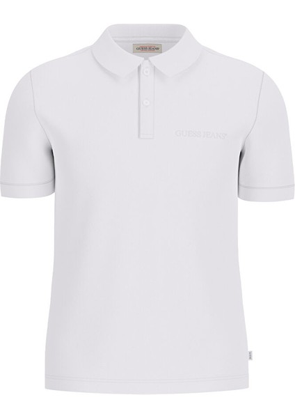 Beyaz Erkek Regular Fit Desenli Polo T-Shirt M4BP29KCJV1G011 Gj Ss Embro Logo