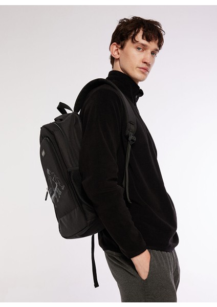 Siyah Erkek Kapüşon Yaka Standart Fit Polar Sweatshırt D3WM-SWT1