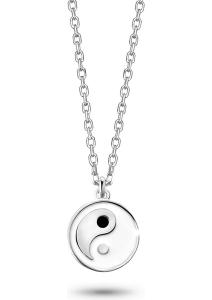 Gümüş Üzeri Rodyum Kaplama Yin Yang Kolye