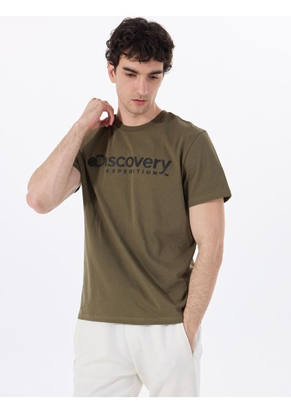 Haki Erkek Bisiklet Yaka T-Shirt D4SM-TST3290