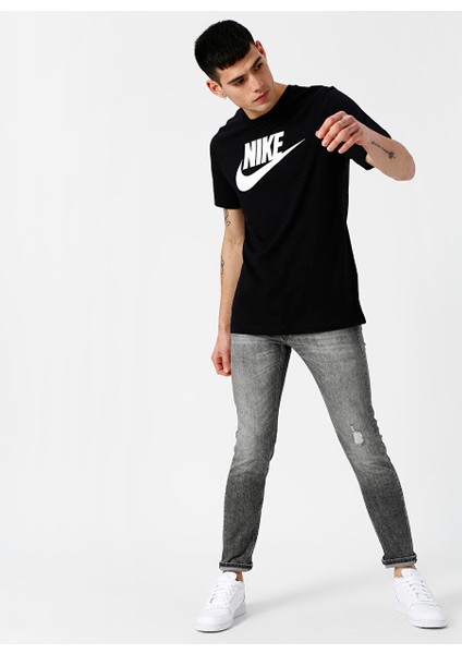 Siyah Erkek T-Shirt AR5004-010 M Nsw Tee Icon Futura modelleri