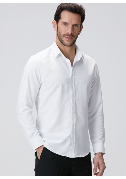 Beyaz Erkek Gömlek Slim Fit Gömlek 1094105 fırsatları