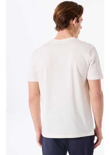 D5SM-TST3736 Kırık Beyaz Bisiklet Yaka Relaxed Fit Baskılı Erkek T-Shirt indirimleri