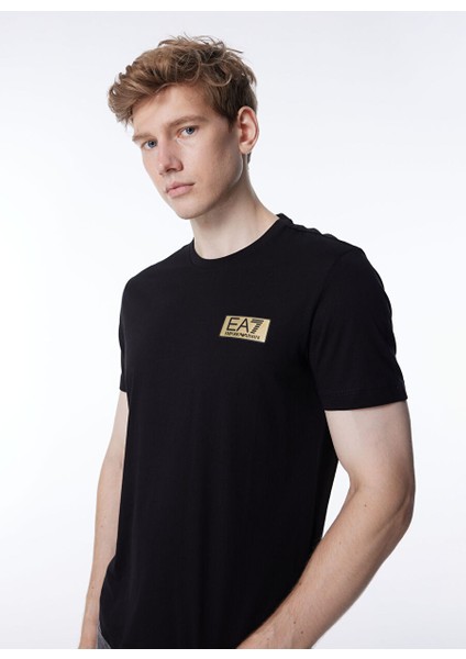 Bisiklet Yaka Siyah Erkek T-Shirt 3DPT07PJM9Z