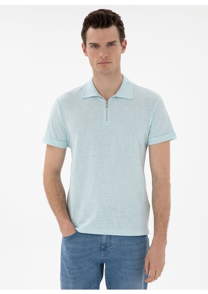 Yeşil Erkek Slim Fit Polo T-Shirt Tıssel