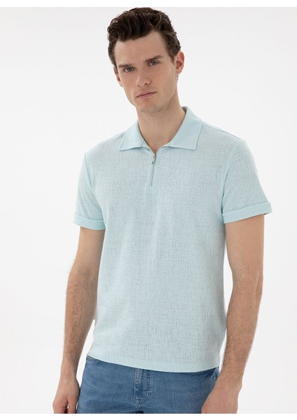 Yeşil Erkek Slim Fit Polo T-Shirt Tıssel modelleri
