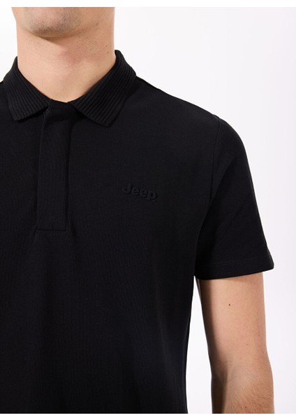 Siyah Erkek Polo Yaka Relaxed Nakışlı Polo T-Shirt C4SM-TST4528 fırsatları