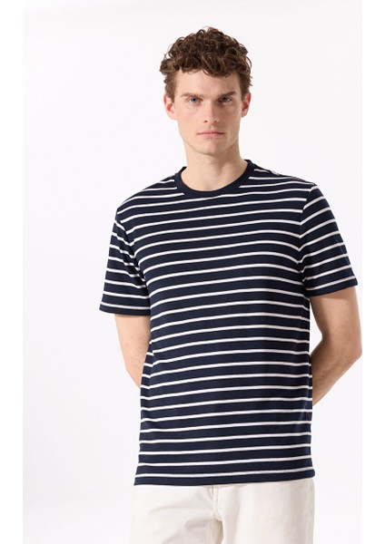 Lacivert Erkek Basic Çizgili T-Shirt F5SM-TST 2740 fiyatları