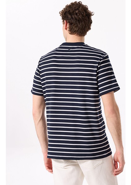 Lacivert Erkek Basic Çizgili T-Shirt F5SM-TST 2740 indirimleri