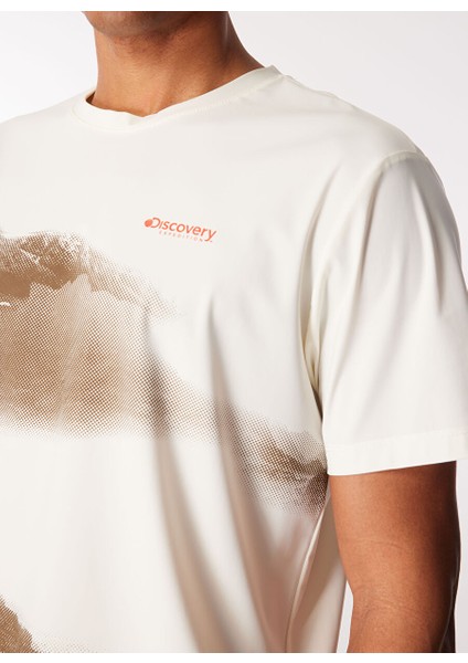 Kırık Beyaz Erkek Bisiklet Yaka Relaxed Baskılı Uv Apreli T-Shirt D4SM-TST3249 fırsatları