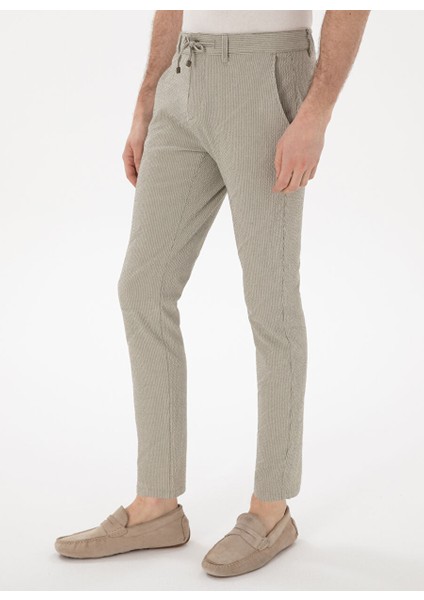 Haki Erkek Slim Fit Çizgili Chino Pantolon Gavın fiyatları