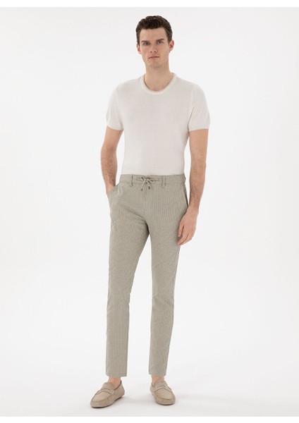 Haki Erkek Slim Fit Çizgili Chino Pantolon Gavın modelleri