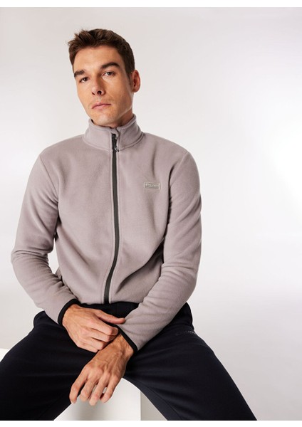 Gri Erkek Dik Yaka Basic Polar Sweatshırt D4WM-SWT3994