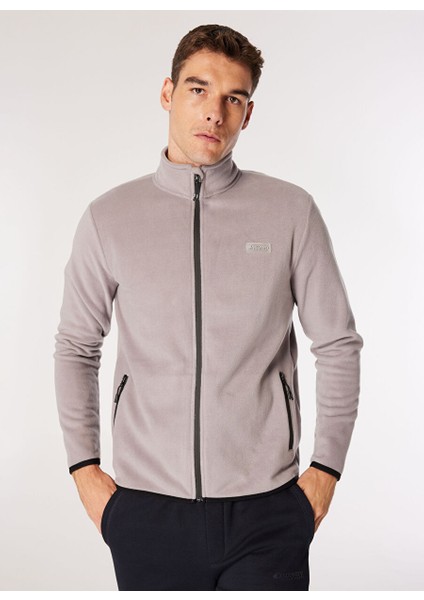 Gri Erkek Dik Yaka Basic Polar Sweatshırt D4WM-SWT3994