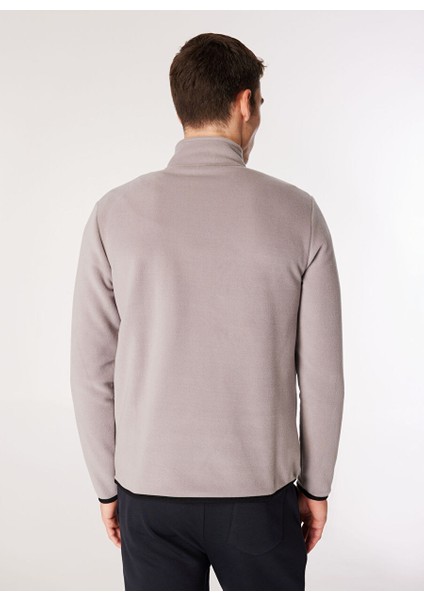 Gri Erkek Dik Yaka Basic Polar Sweatshırt D4WM-SWT3994