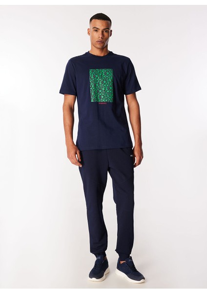 Lacivert Erkek Bisiklet Yaka Relaxed T-Shirt D4SM-TST3281
