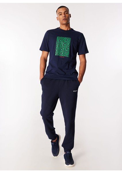 Lacivert Erkek Bisiklet Yaka Relaxed T-Shirt D4SM-TST3281