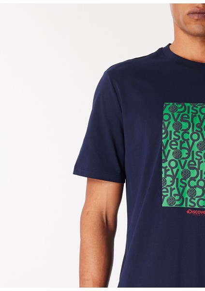 Lacivert Erkek Bisiklet Yaka Relaxed T-Shirt D4SM-TST3281