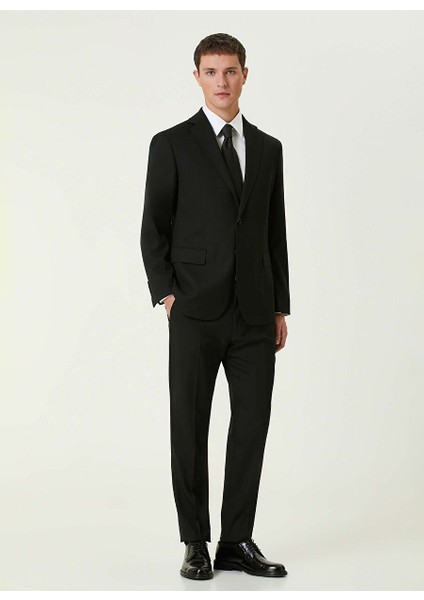 Siyah Erkek Slim Fit Armürlü Takım Elbise 1092957
