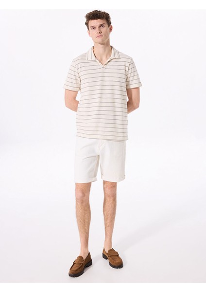Ekru Erkek Basic Çizgili Polo T-Shirt F5SM-TST 2071 fırsatları