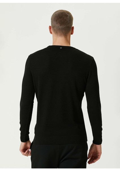 Siyah Erkek Bisiklet Slim Fit Kazak 1091782