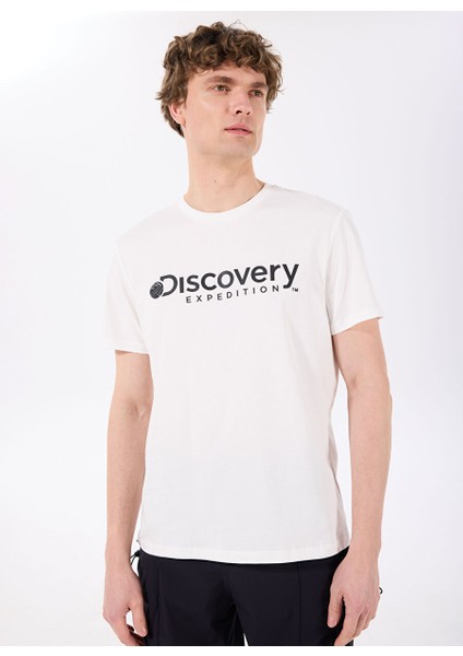 Beyaz Erkek Bisiklet Yaka T-Shirt D4SM-TST3290