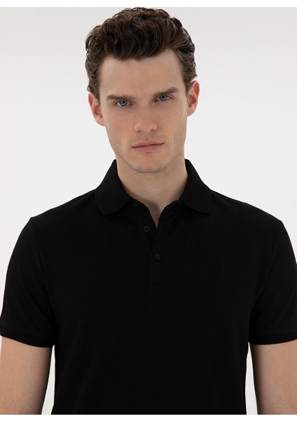 Siyah Erkek Slim Fit Jakarlı Polo T-Shirt Asır fiyatları