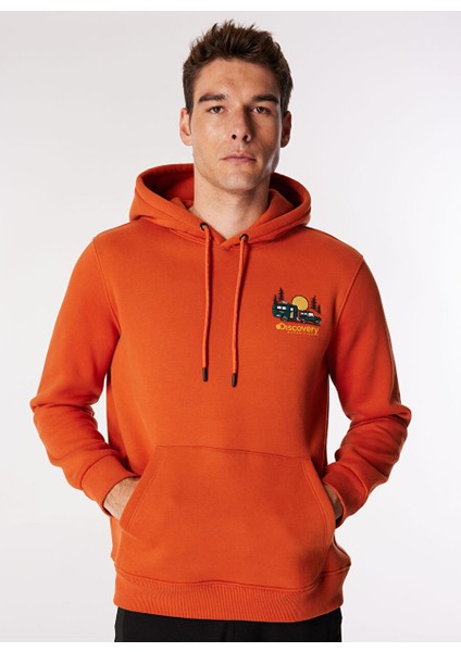 Koyu Turuncu Erkek Kapüşon Relaxed Nakışlı Sweatshirt D4SM-SWT3249 modelleri