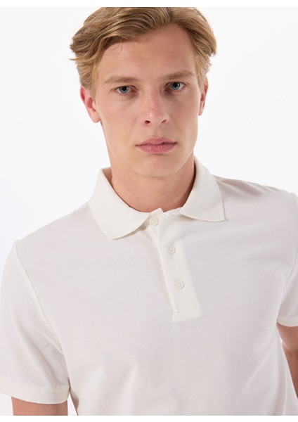 Beyaz Erkek Basic Polo T-Shirt MML5SM-TST 9546