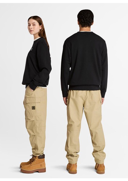 Tımberland Siyah Woven Badge (Lb) Crew Neck Erkek Sweatshirts TB0A2NDN0011