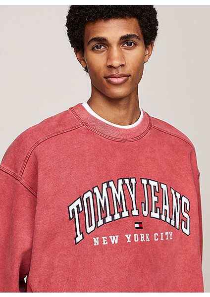 Kırmızı Erkek Bisiklet Relaxed Baskılı Sweatshirt DM0DM19757XIT Rlx Tj Gd Varsıty