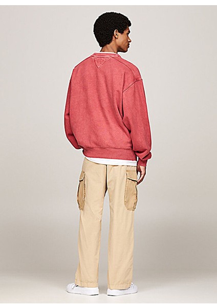 Kırmızı Erkek Bisiklet Relaxed Baskılı Sweatshirt DM0DM19757XIT Rlx Tj Gd Varsıty