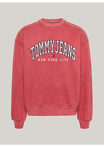 Kırmızı Erkek Bisiklet Relaxed Baskılı Sweatshirt DM0DM19757XIT Rlx Tj Gd Varsıty