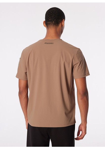 Koyu Bej Erkek Bisiklet Yaka Relaxed Baskılı Su Itici T-Shirt D4SM-TST3252 indirimleri