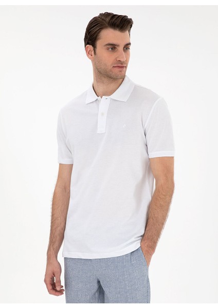Beyaz Erkek Slim Fit Polo T-Shirt Sunny