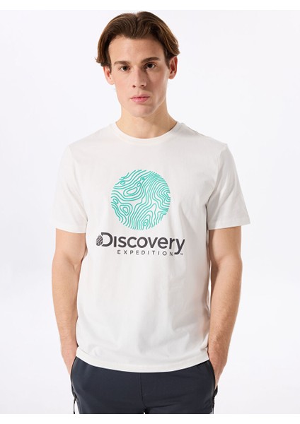 Kırık Beyaz Erkek Relaxed Baskılı T-Shirt D5SM-TST3647