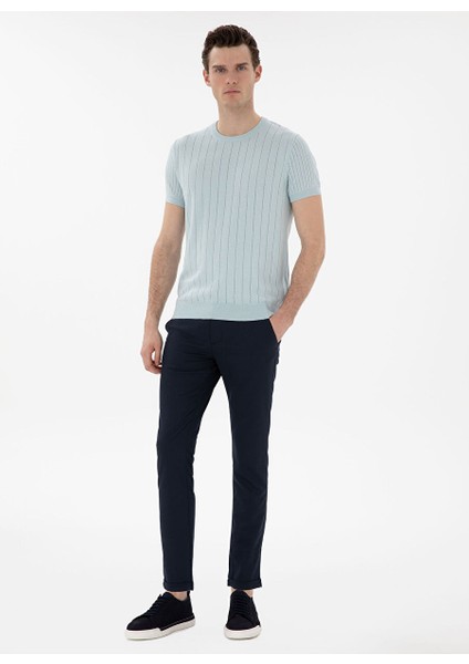 Lacivert Erkek Slim Fit Chino Pantolon Elısta