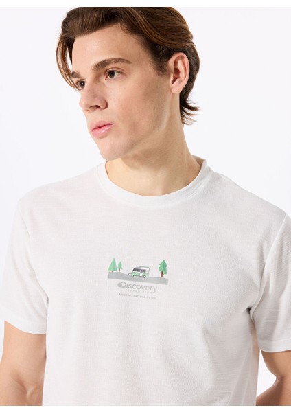 Ekru Erkek Relaxed Baskılı T-Shirt D5SM-TST3841