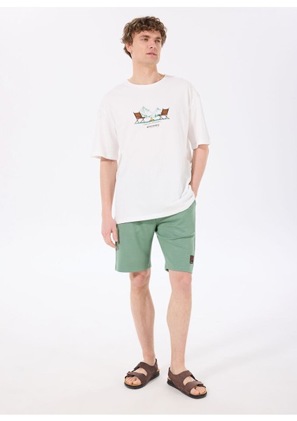 Ekru Erkek Bisiklet Yaka Relaxed T-Shirt D5SM-TST3742