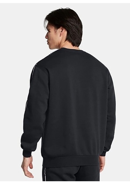1389357-001 Ua Icon Fleece Crew Tap Siyah Erkek Yuvarlak Fitted Sweatshirt