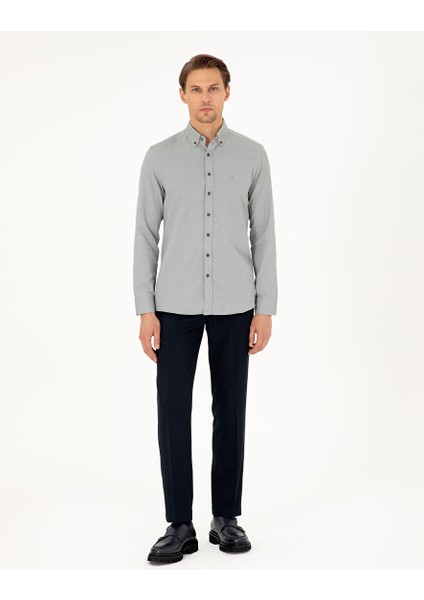 Haki Oxford Slim Fit Uzun Kollu Gömlek fırsatları