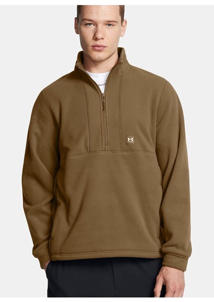 Kiremit Erkek Fermuarlı Normal Düz Sweatshirt 1387570-498 Ua Expanse Fleece Hz