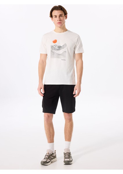 D5SM-TST3751 Ekru Bisiklet Yaka Relaxed Fit Baskılı T-Shirt
