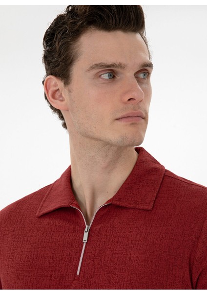 Kırmızı Erkek Slim Fit Polo T-Shirt Tıssel fiyatları