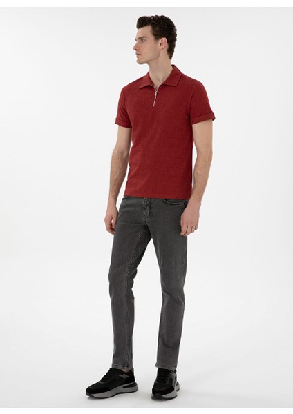 Kırmızı Erkek Slim Fit Polo T-Shirt Tıssel fırsatları
