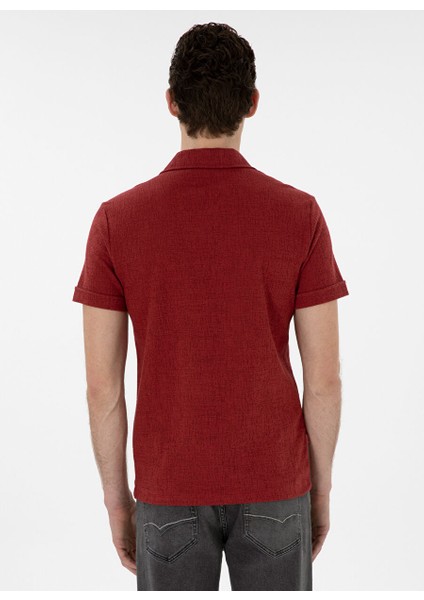 Kırmızı Erkek Slim Fit Polo T-Shirt Tıssel indirimleri