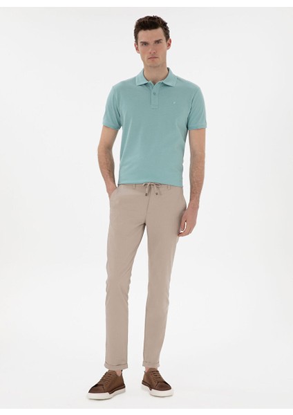 Bej Erkek Slim Fit Chino Pantolon Elısta