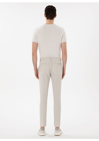 Bej Erkek Slim Fit Çizgili Chino Pantolon Gavın fırsatları